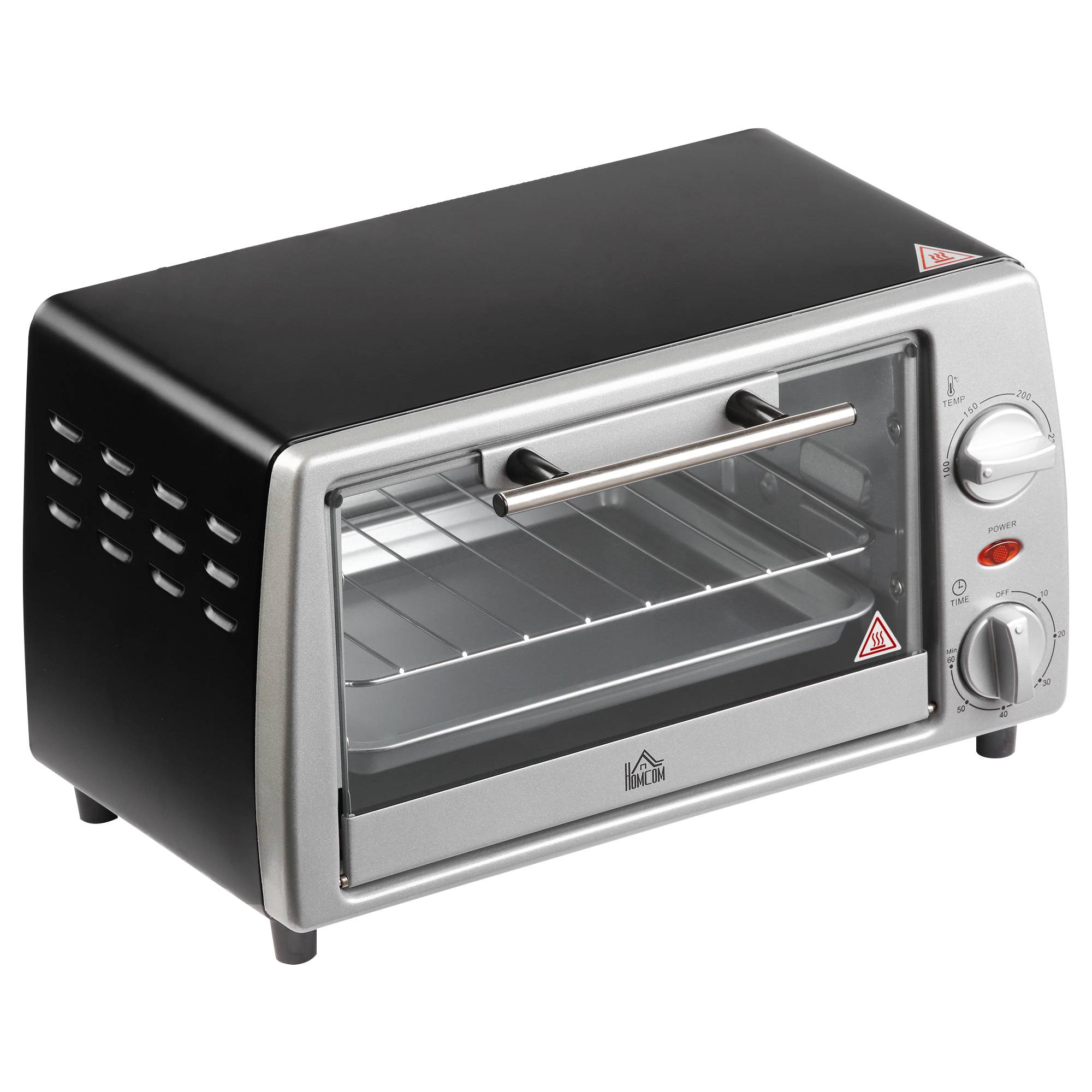 Mini four électrique 10L avec grille et plateau, température 100-230°C, minuterie 60min, 36,5x26x22cm - Image 2
