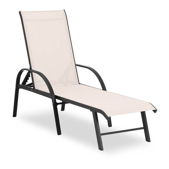 Helloshop26 - Bain de soleil en aluminium dossier réglable beige - Imagen 1