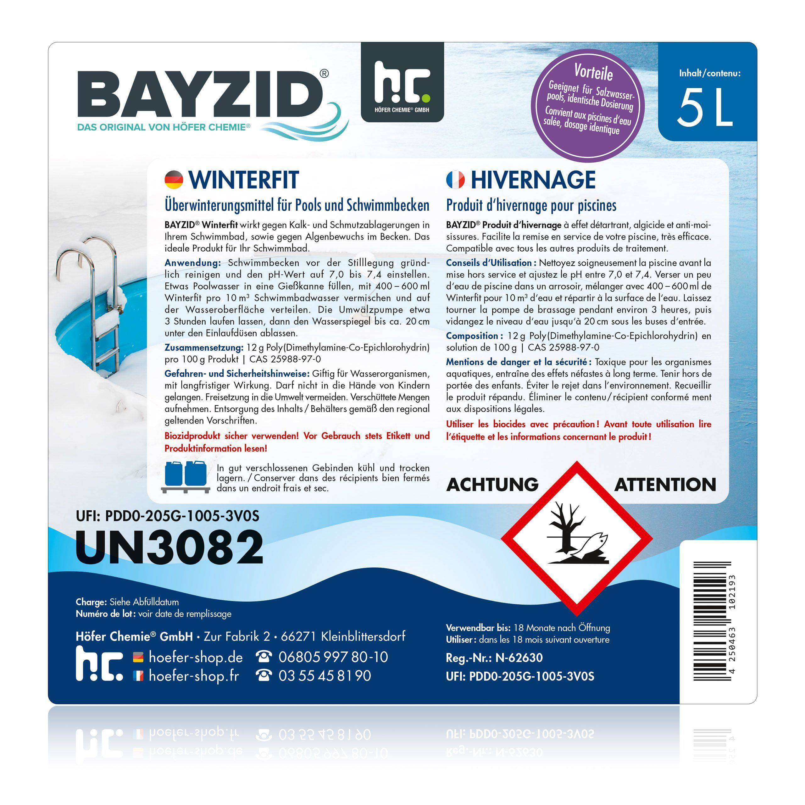 Produit d'hivernage piscine BAYZID® en bidon de 5 L x 1 - Image 5