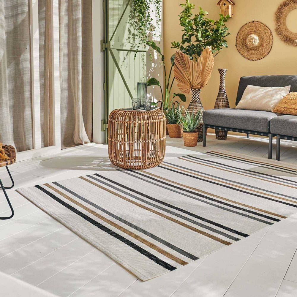 Jardindeco - Tapis extérieur en polypropylène Spargi 1742 noir 120 x 160 cm - Imagen 2