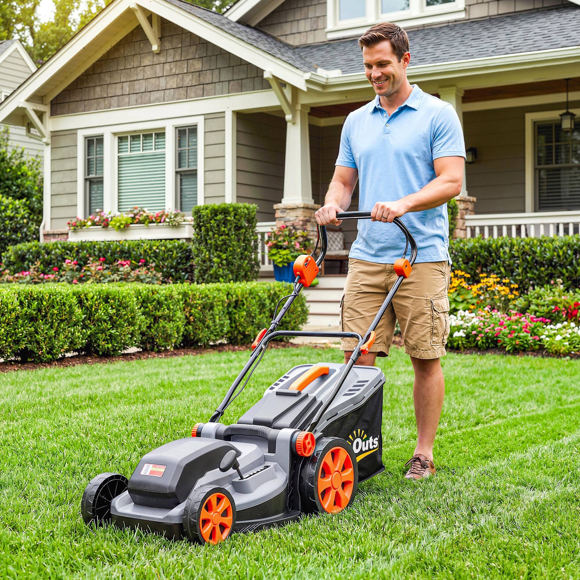Tondeuse électrique 1800W fonction mulching 40cm gris clair - Image 4