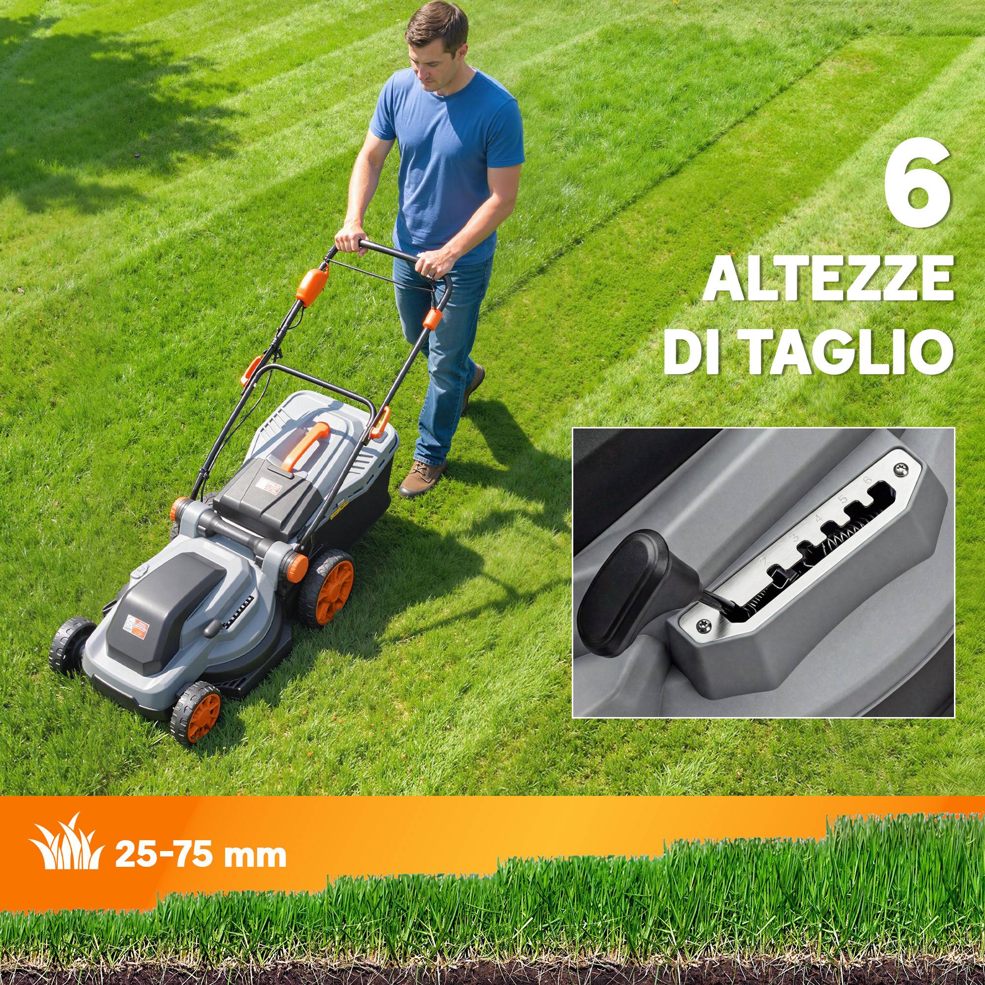 Tondeuse électrique 1800W fonction mulching 40cm gris clair - Image 9