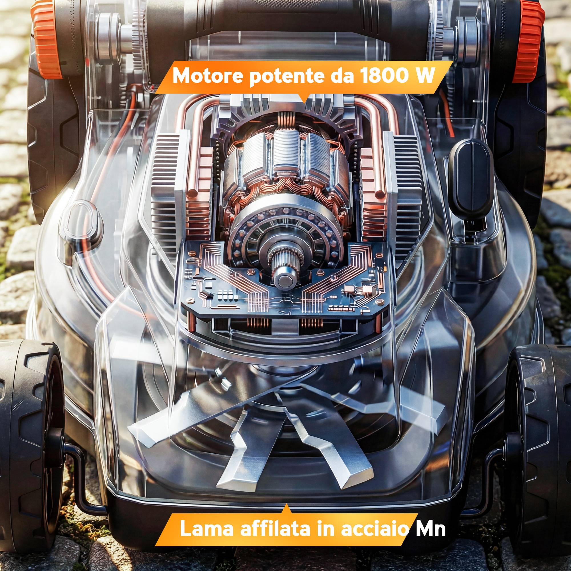 Tondeuse électrique 1800W fonction mulching 40cm gris clair - Image 6