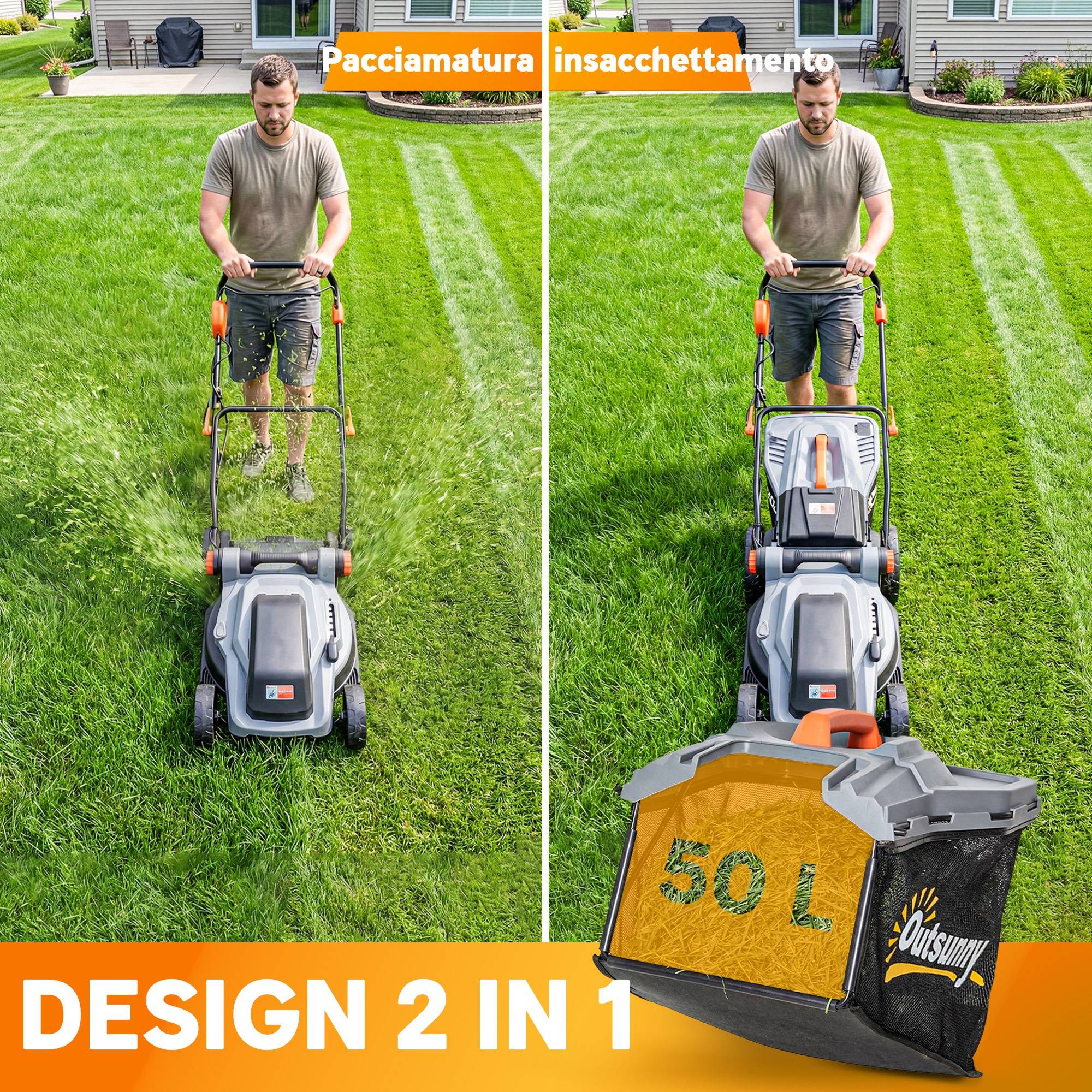 Tondeuse électrique 1800W fonction mulching 40cm gris clair - Image 7