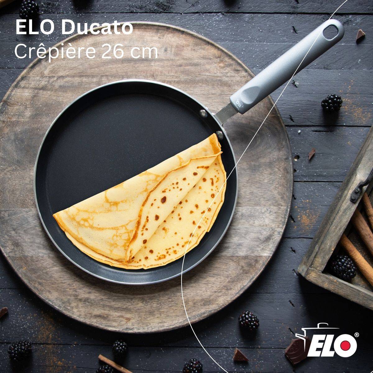 Set de 1 poêle de cuisson 26 cm en aluminium avec 2 ustensiles de cuisine sans PFAS Elo Ducato - Image 3