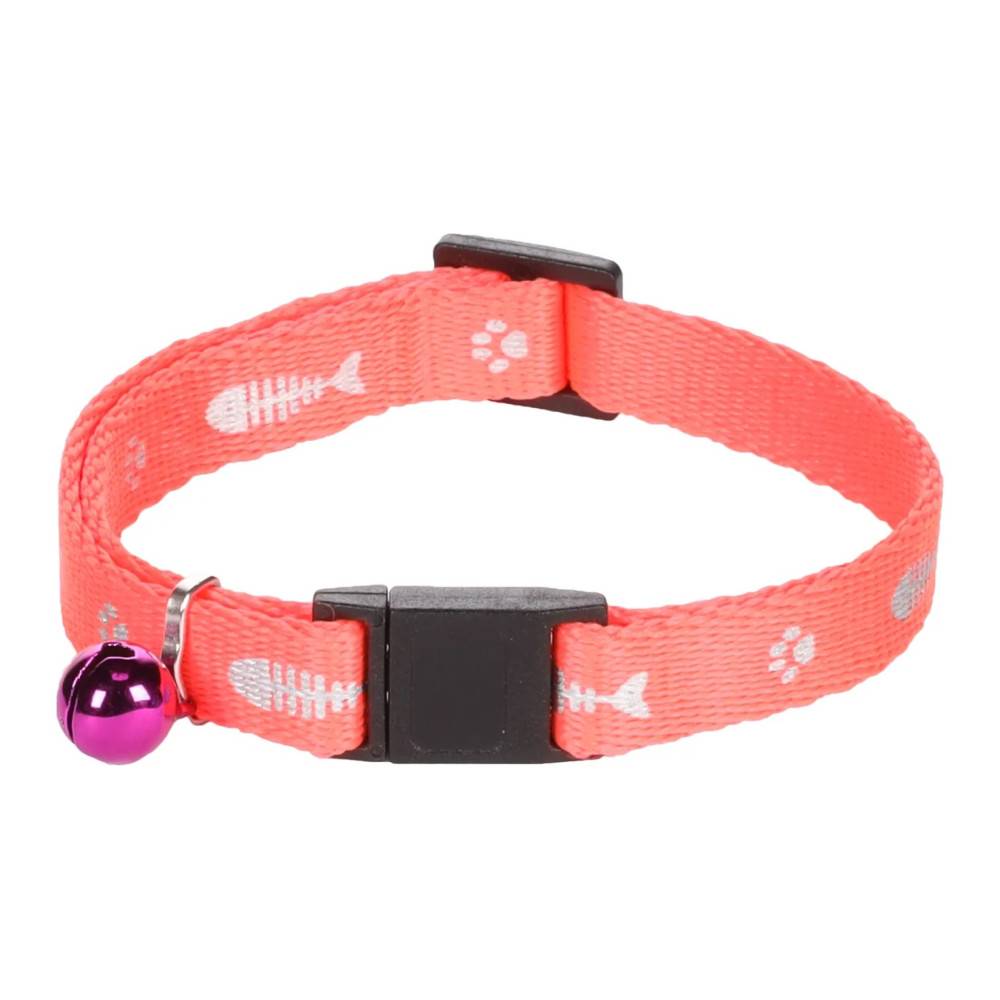 Collier réglable de 20 à 35 cm rose  motif poisson  + clochette pour chat - Imagen 1