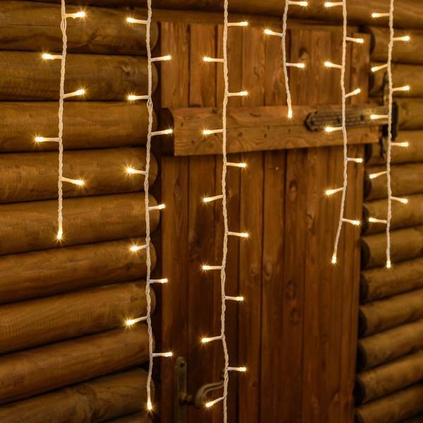 Lotti - Guirlande stalactite effet chute de neige 4 mètres H120cm 480 LED blanc chaud câble blanc Lotti - Imagen 5