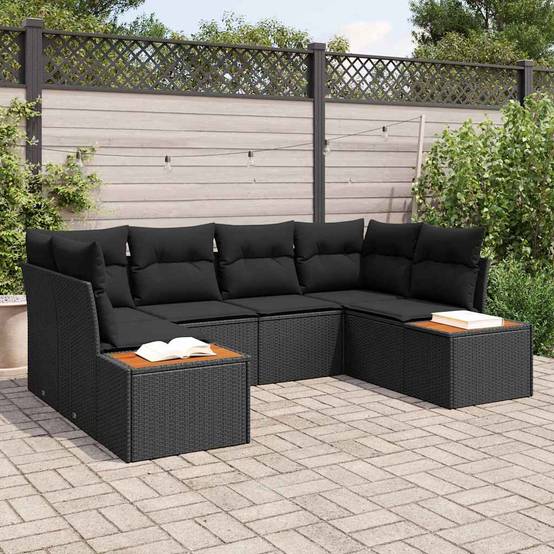 ComfortXL - Salon de jardin 6 places en polyrotin noir design modulable pour balcon – ComfortXL Outdoor Living - Image 1