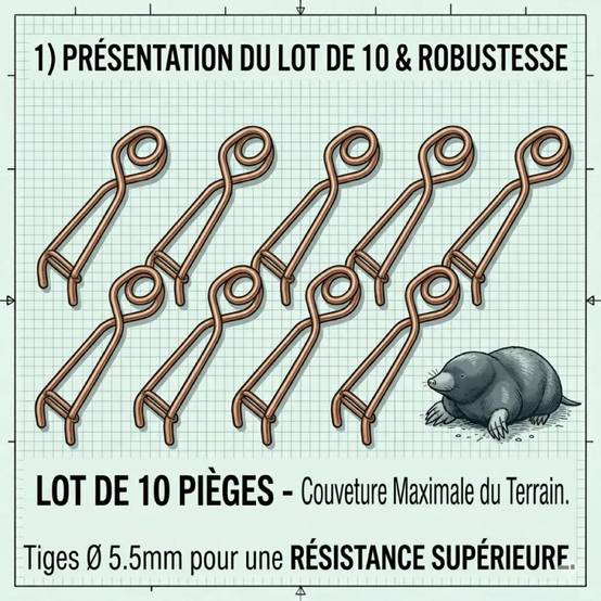 Autre - Lot de 10 pièges à taupe Putange traditionnel acier cuivré - Image 8