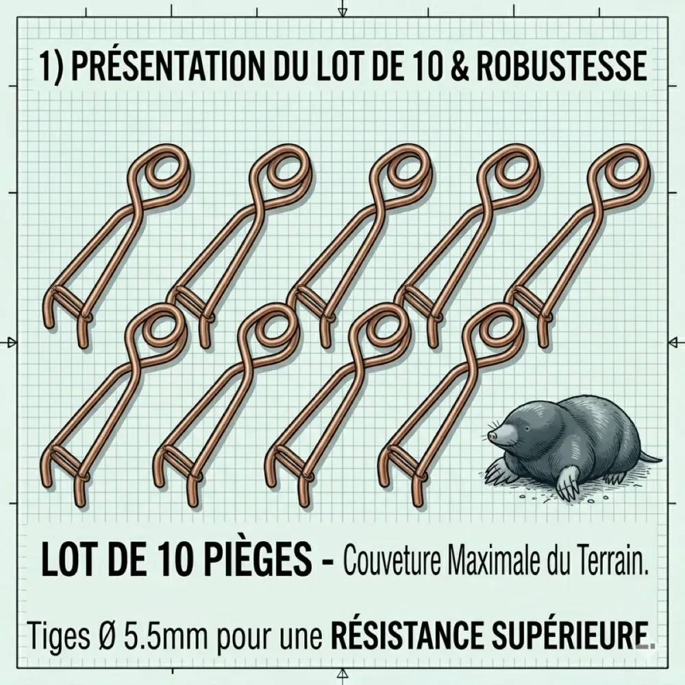 Autre - Lot de 10 pièges à taupe Putange traditionnel acier cuivré - Image 8