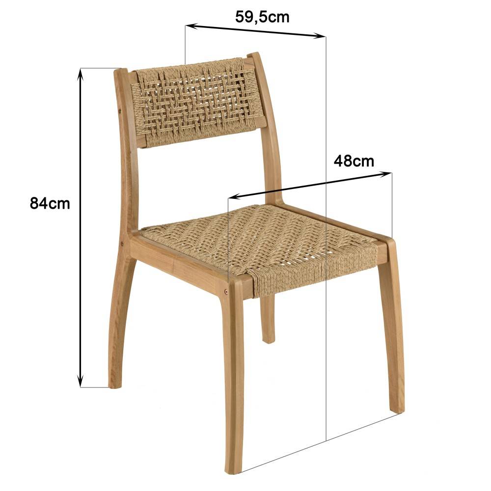 Macabane - VALERIA - Lot de 2 chaises jardin en bois de teck rotin tressé beige - Imagen 9