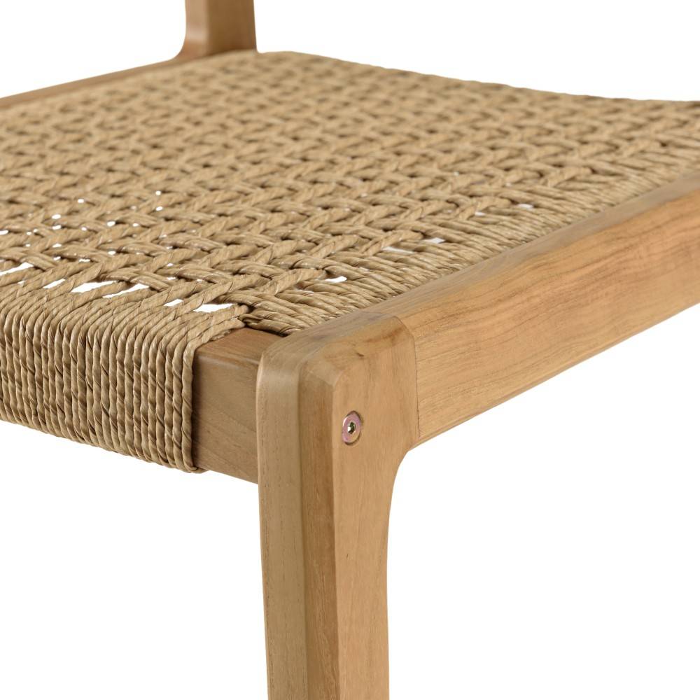 Macabane - VALERIA - Lot de 2 chaises jardin en bois de teck rotin tressé beige - Imagen 7
