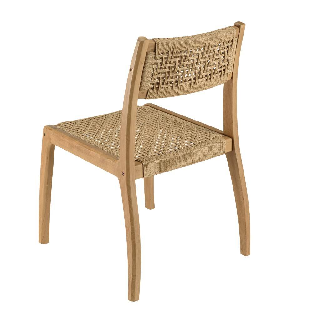 Macabane - VALERIA - Lot de 2 chaises jardin en bois de teck rotin tressé beige - Imagen 8
