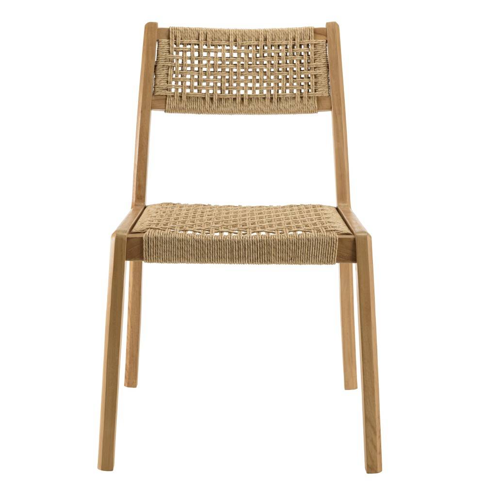 Macabane - VALERIA - Lot de 2 chaises jardin en bois de teck rotin tressé beige - Imagen 4