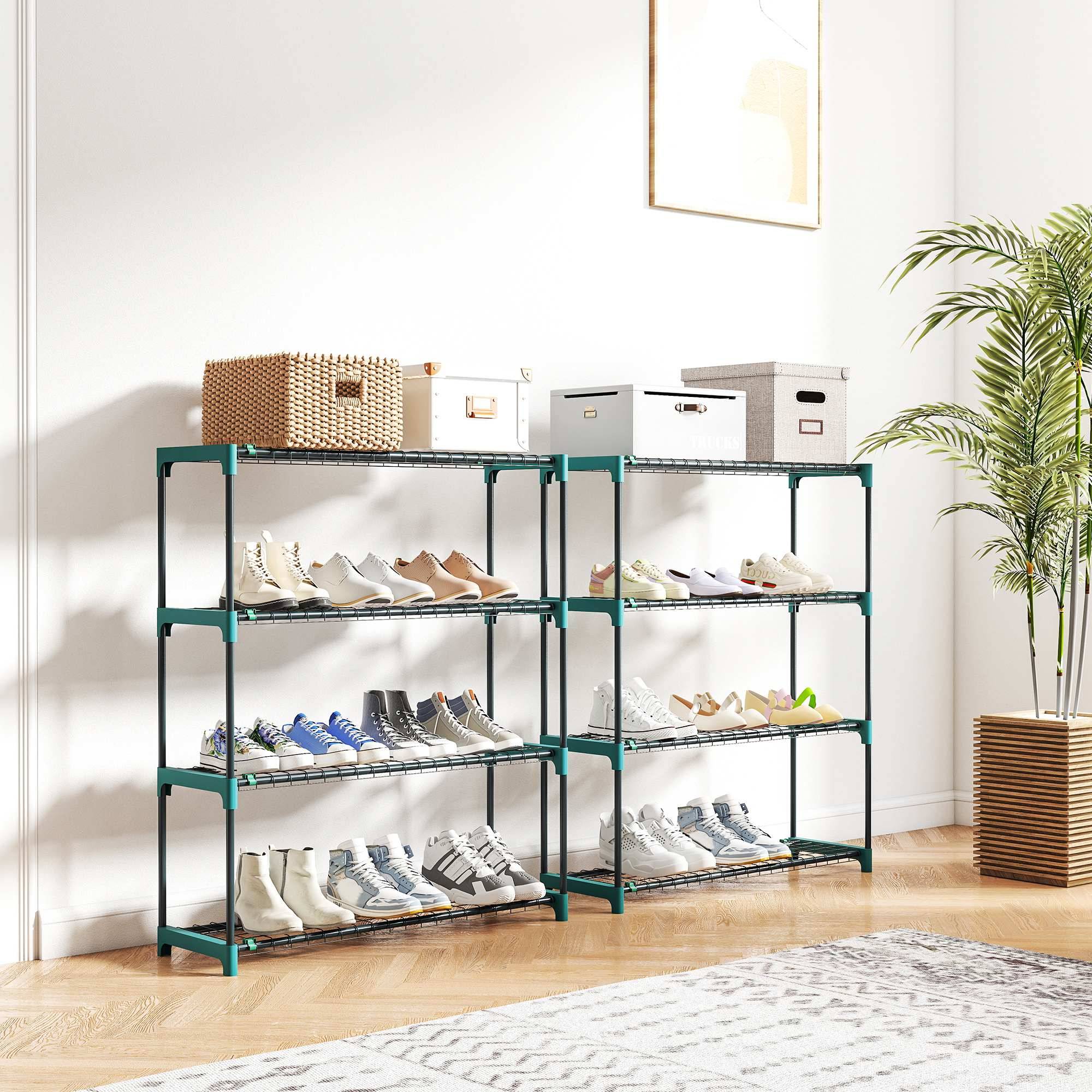 Ensemble de 2 supports à plantes d'intérieur et d'extérieur à 4 niveaux, étagères métalliques avec connecteurs, montage facile, vert - Image 10