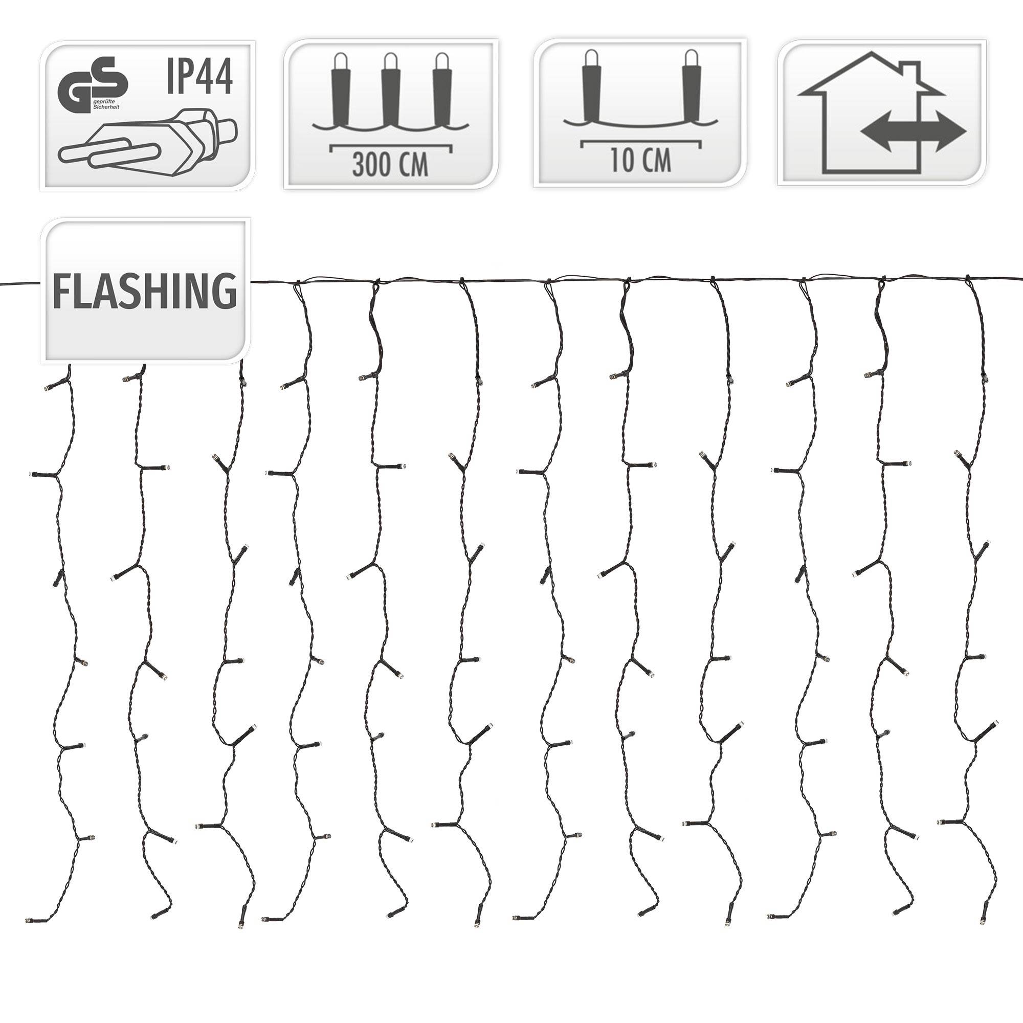 Ecd-Germany - Rideau pendant lumineux de Noël 400 LED blanc chaud IP44 3m intérieur/extérieur - Imagen 4