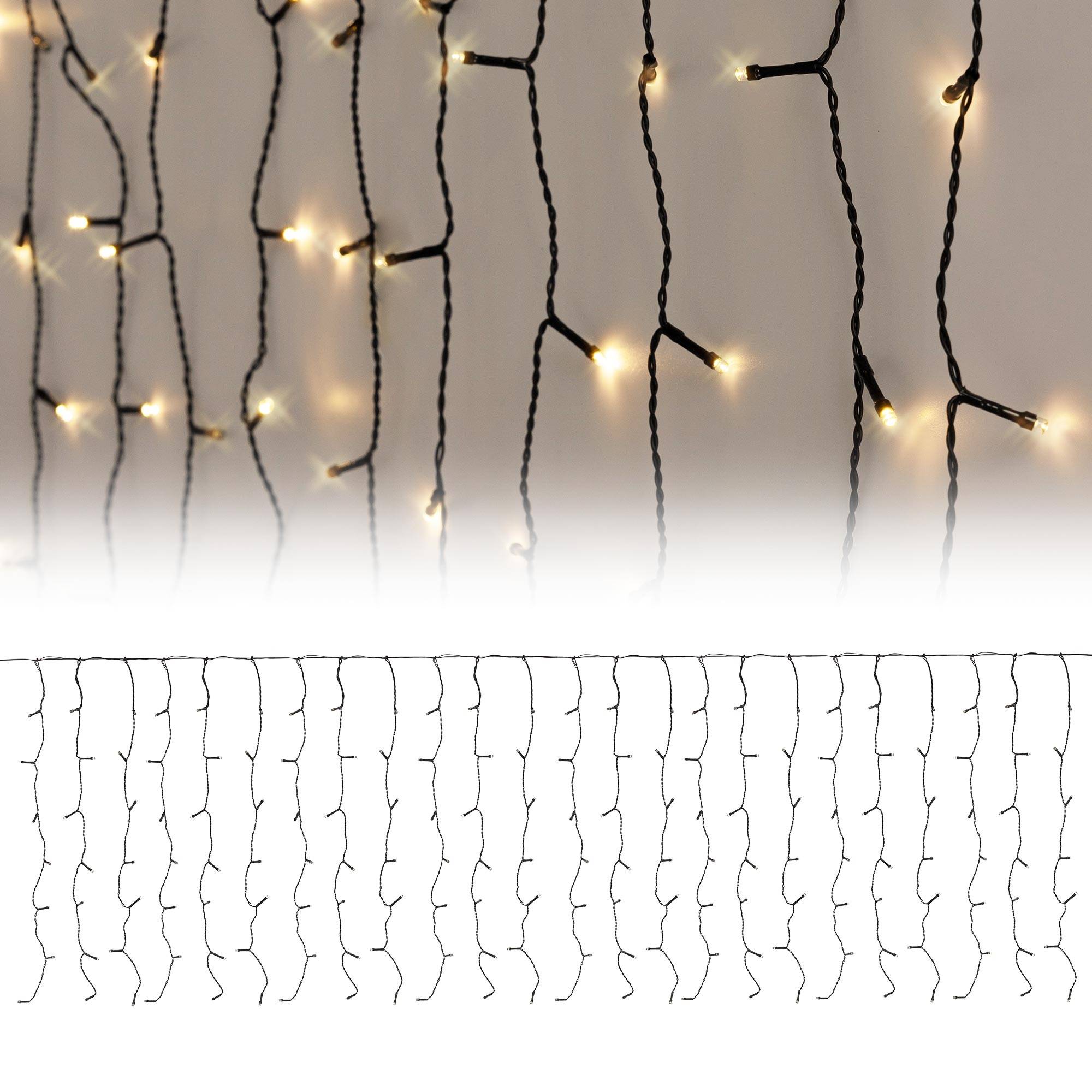 Ecd-Germany - Rideau pendant lumineux de Noël 400 LED blanc chaud IP44 3m intérieur/extérieur - Imagen 2