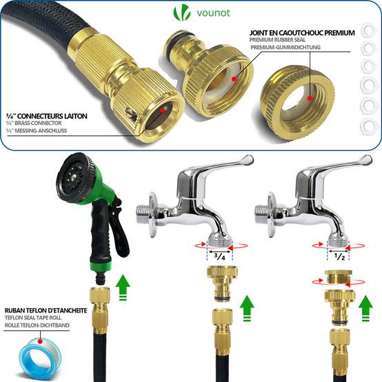 Tuyau d’Arrosage Extensible 45m Renforce avec Accessoires noir - Image 4