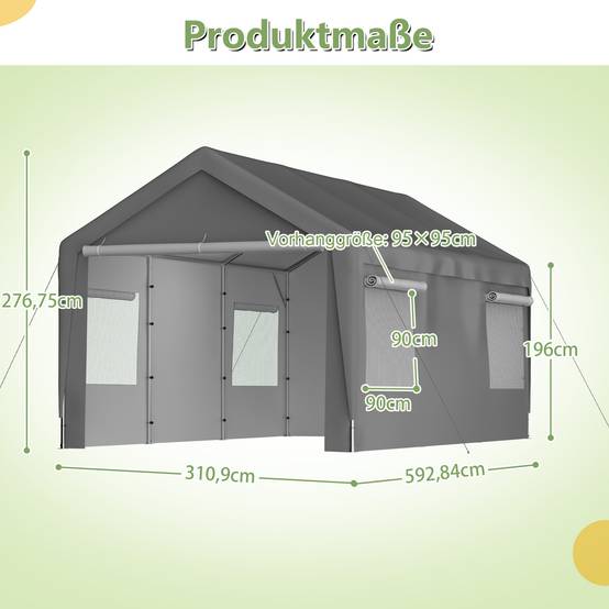 Tente de Garage Carport Acier pour Voiture et Bateau Abri Stockage Hivernal Gris 3x6m - ComfortXL Outdoor Living - Image 2