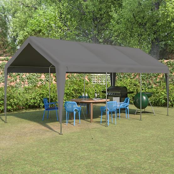 Tente de Garage Carport Acier pour Voiture et Bateau Abri Stockage Hivernal Gris 3x6m - ComfortXL Outdoor Living - Image 9