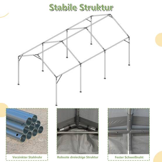 Tente de Garage Carport Acier pour Voiture et Bateau Abri Stockage Hivernal Gris 3x6m - ComfortXL Outdoor Living - Image 3