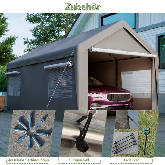 Tente de Garage Carport Acier pour Voiture et Bateau Abri Stockage Hivernal Gris 3x6m - ComfortXL Outdoor Living - Image 8