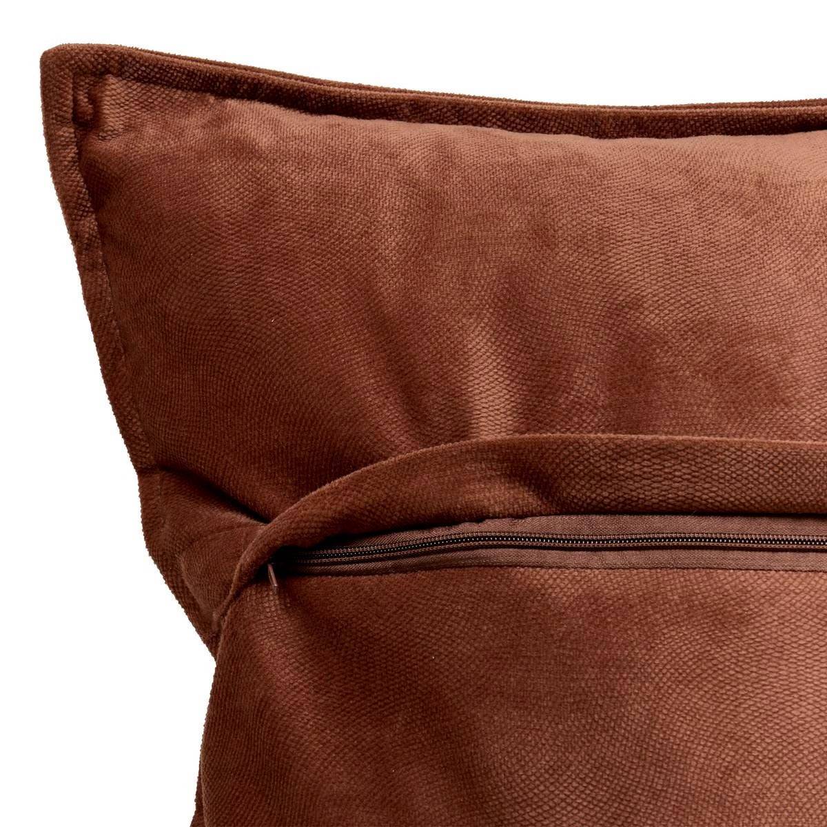Coussin Déco Uni "Lilou" 55x55cm Marron Tonka - Image 2