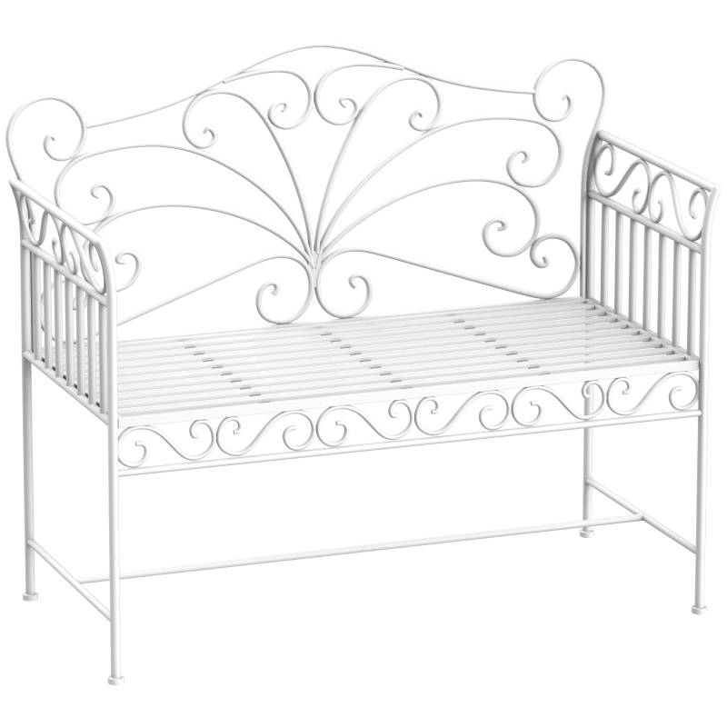 Banc de jardin 2 places métal extérieur balcon robuste anti-rouille 111x50x98cm blanc - ComfortXL Outdoor Living - Image 2