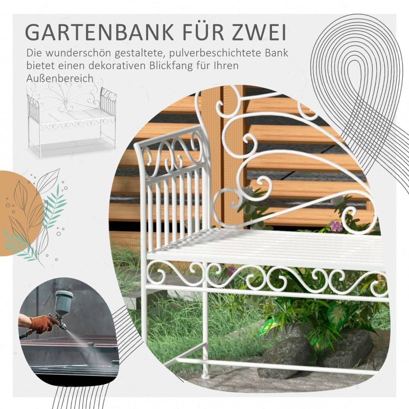 Banc de jardin 2 places métal extérieur balcon robuste anti-rouille 111x50x98cm blanc - ComfortXL Outdoor Living - Image 4