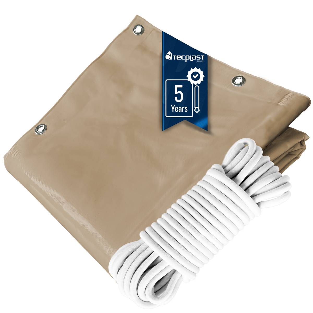 Pack Toile Pergola Beige foncé 3x4 m + Sandow Blanc 20m - Bâche Pergola prête à poser LP506PR Garantie 5 ans TECPLAST - Image 1
