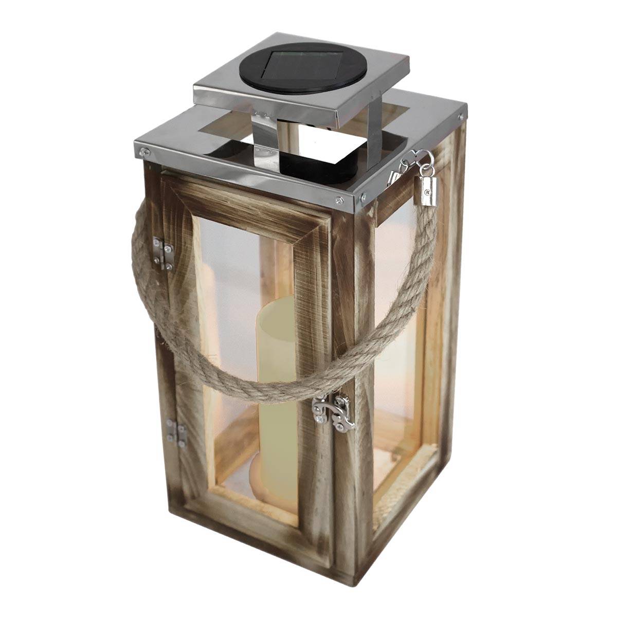 Lumisky - Lanterne solaire en bois OAKY H28cm - Imagen 1