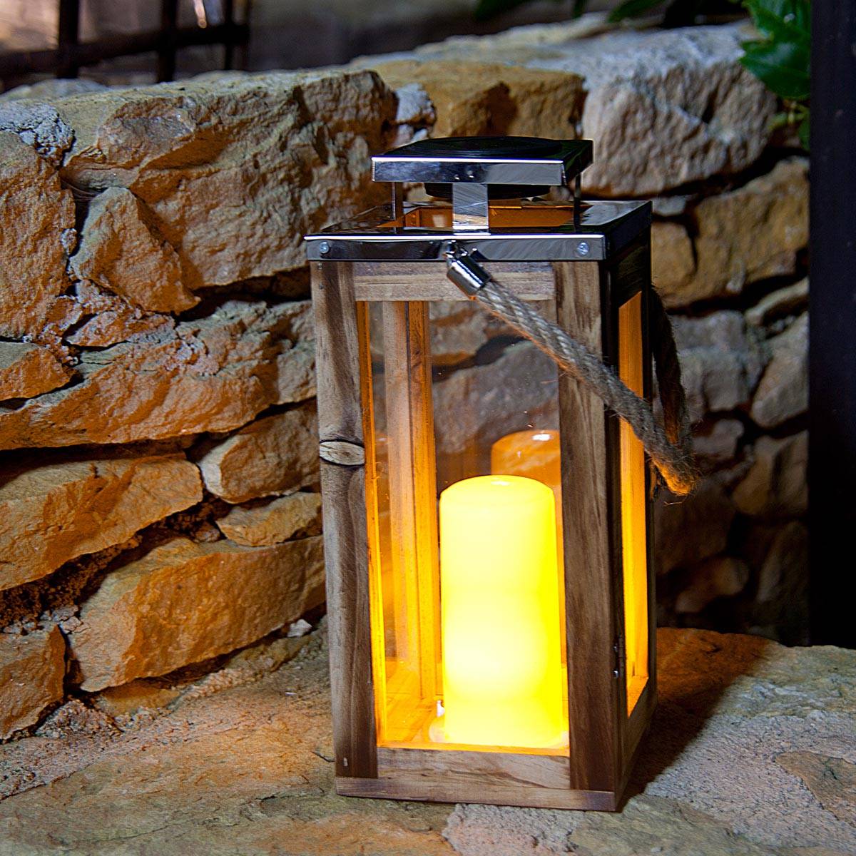Lumisky - Lanterne solaire en bois OAKY H28cm - Imagen 2