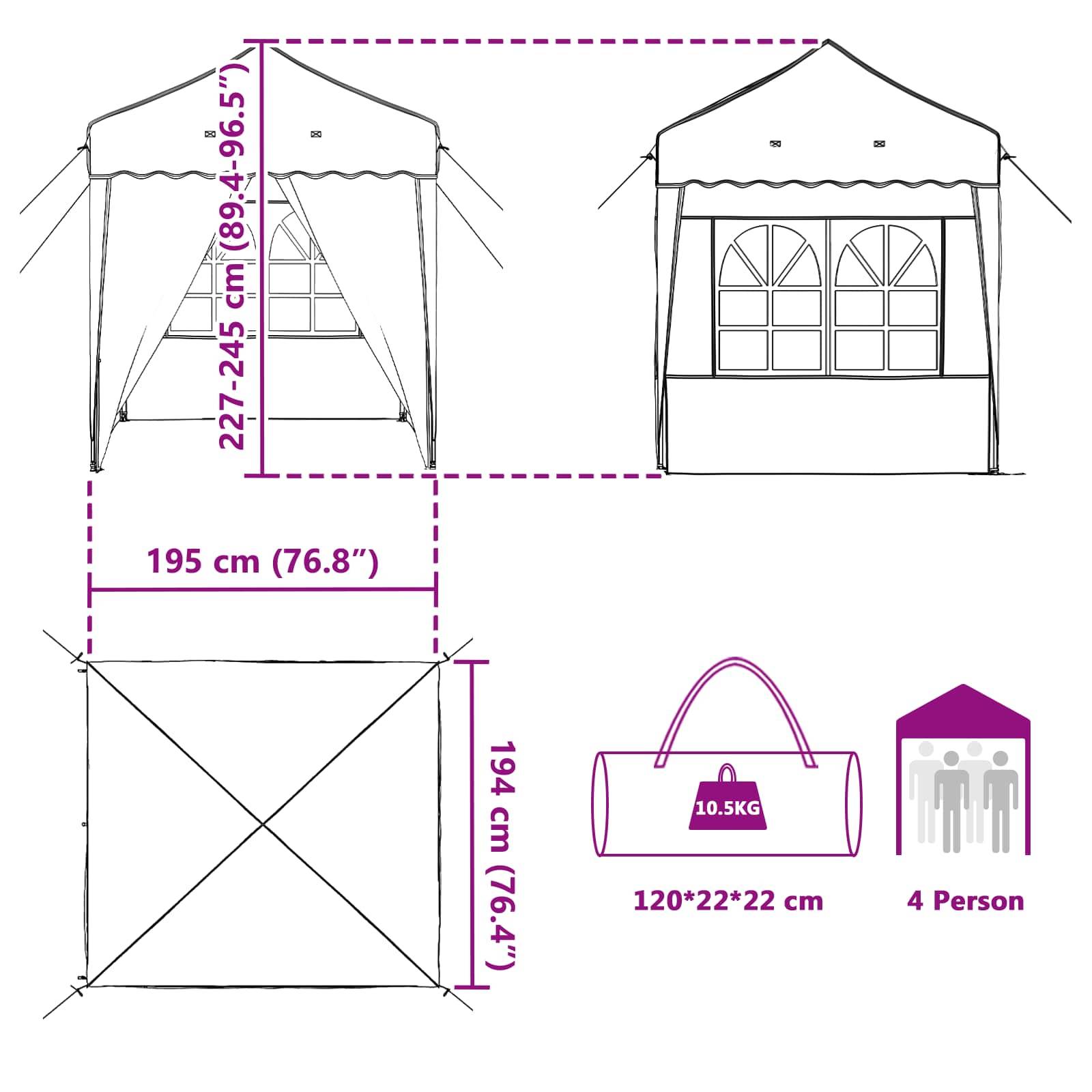ComfortXL - Tente de Réception Pop-up Oxford Jardin Fêtes avec 4 Parois 195x195cm Beige - ComfortXL Outdoor Living - Image 9