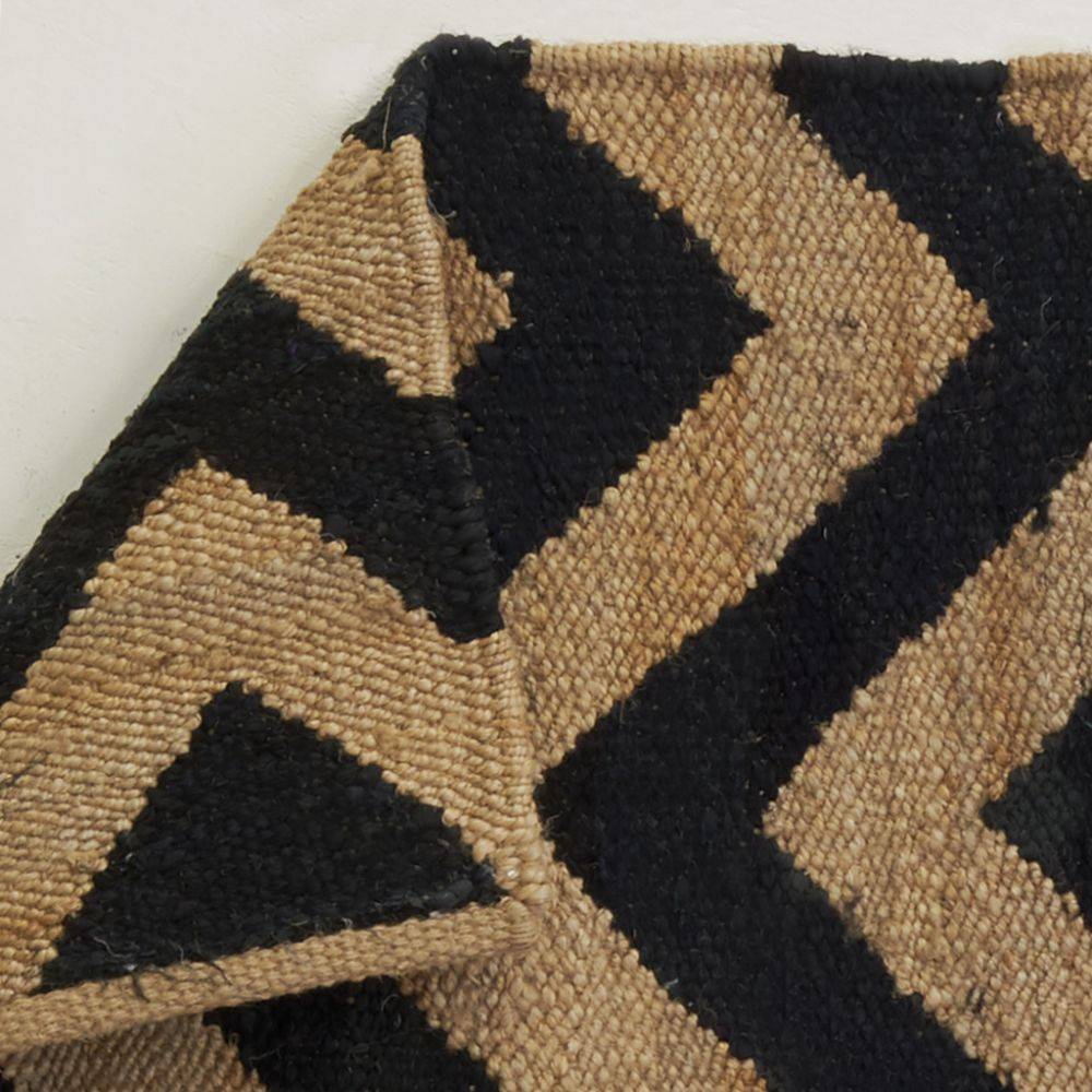 Aubry Gaspard - Tapis en jute naturel et noir graphique - Imagen 3