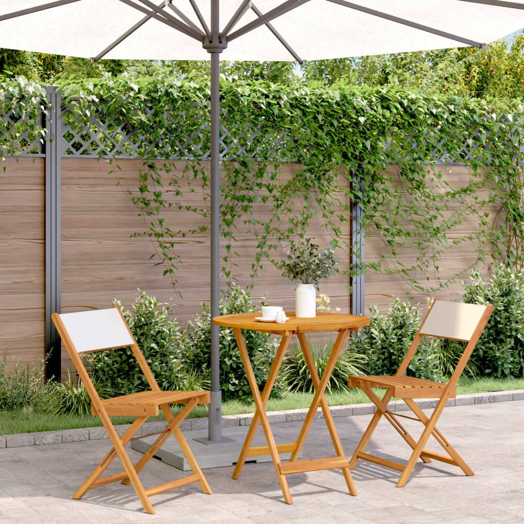Ensemble 3 pcs de bistro - Salon De Jardin - Mobilier extérieur blanc crème tissu et bois massif MI602 - Image 2