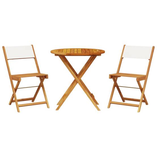 Ensemble 3 pcs de bistro - Salon De Jardin - Mobilier extérieur blanc crème tissu et bois massif MI602 - Image 1