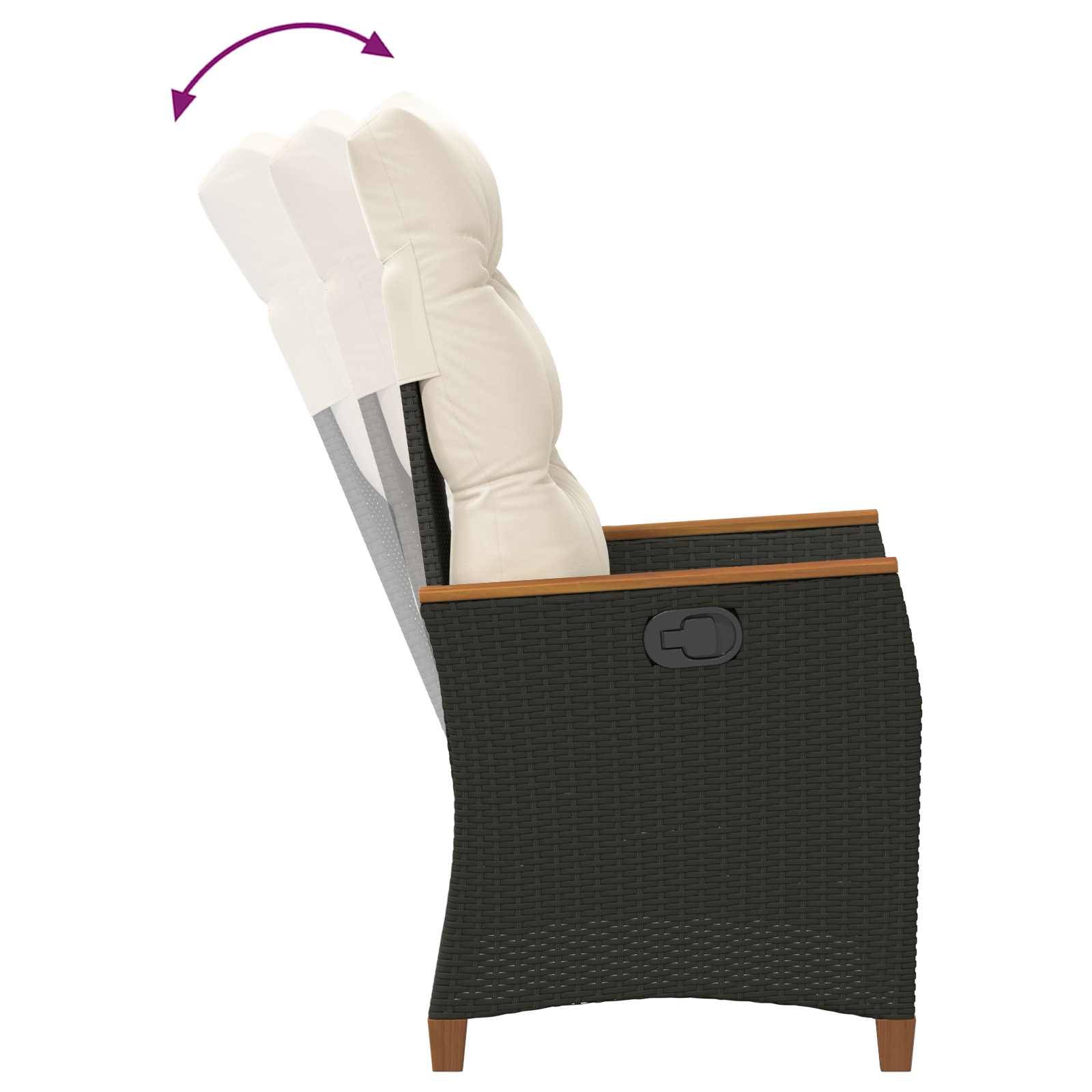 PANGIVO - Chaise de jardin inclinable Noir et Crème 64 x 57.5 x 112 cm - PANGIVO - Image 9