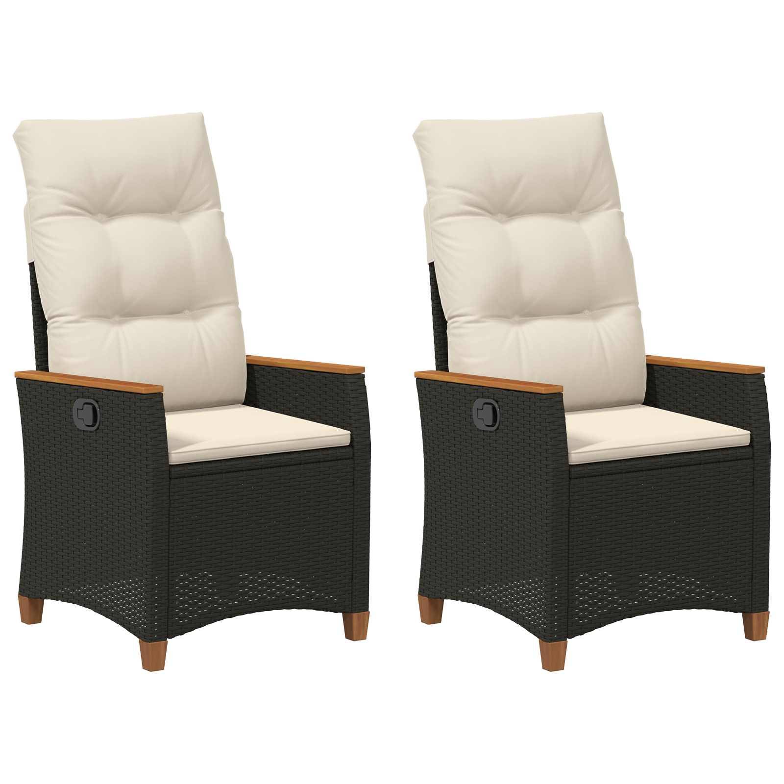 PANGIVO - Chaise de jardin inclinable Noir et Crème 64 x 57.5 x 112 cm - PANGIVO - Image 2