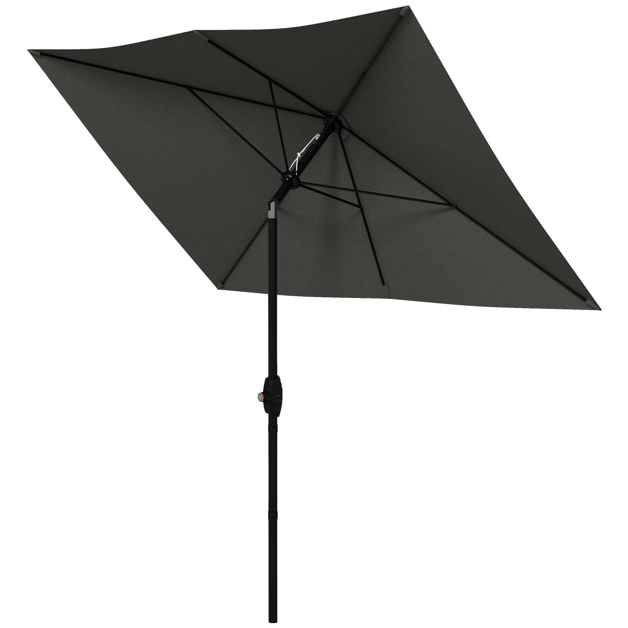 Outsunny - Parasol de jardin droit rectangulaire inclinable 2x3m avec manivelle toile polyester imperméable 180g/m² gris foncé - Outsunny - Image 5