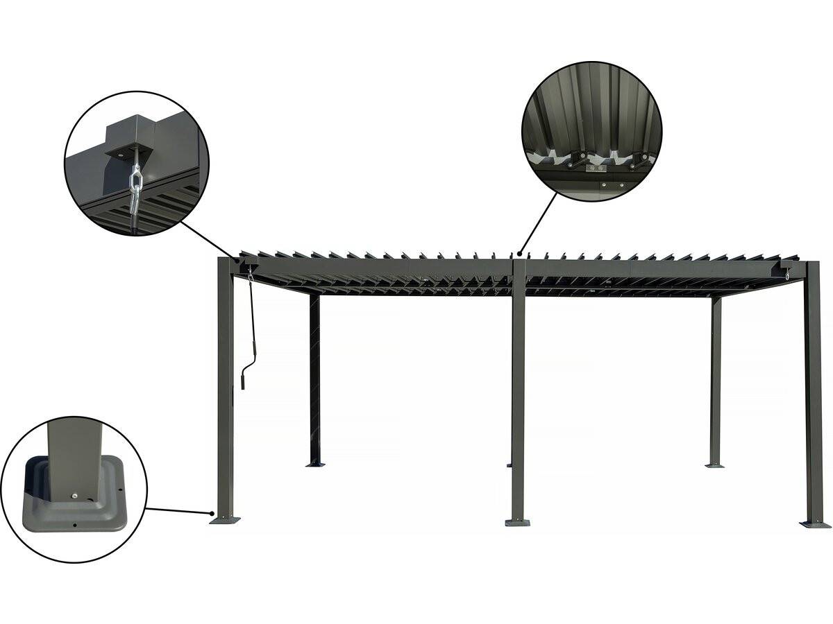 Pergola Bioclimatique Avec Store En Aluminium "kensington" - 3 X 5 M - Gris -habitat Et Jardin - Image 4