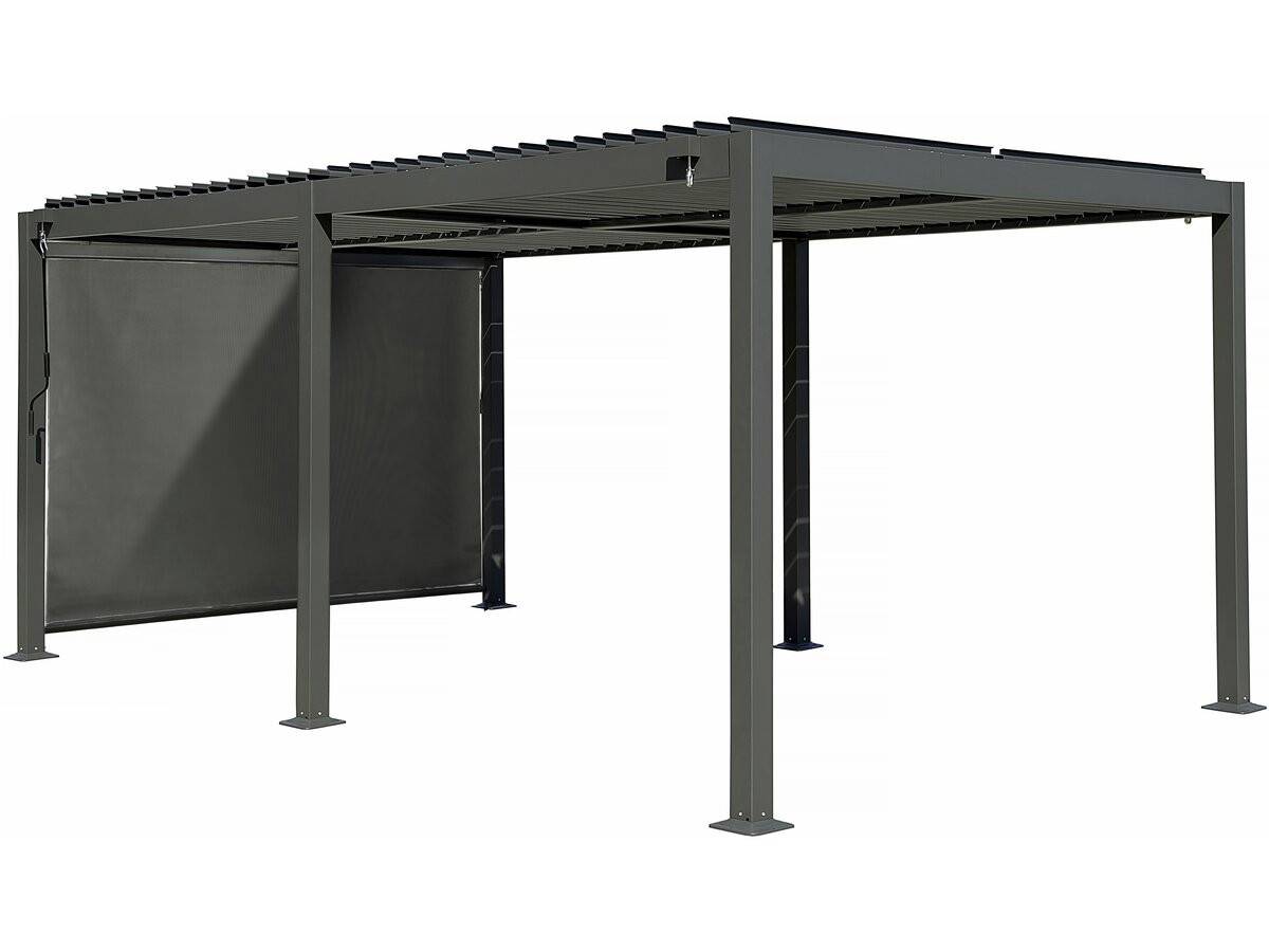 Pergola Bioclimatique Avec Store En Aluminium "kensington" - 3 X 5 M - Gris -habitat Et Jardin - Image 1