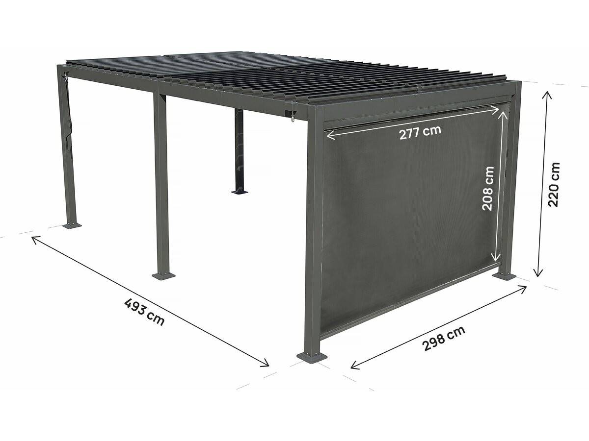 Pergola Bioclimatique Avec Store En Aluminium "kensington" - 3 X 5 M - Gris -habitat Et Jardin - Image 3