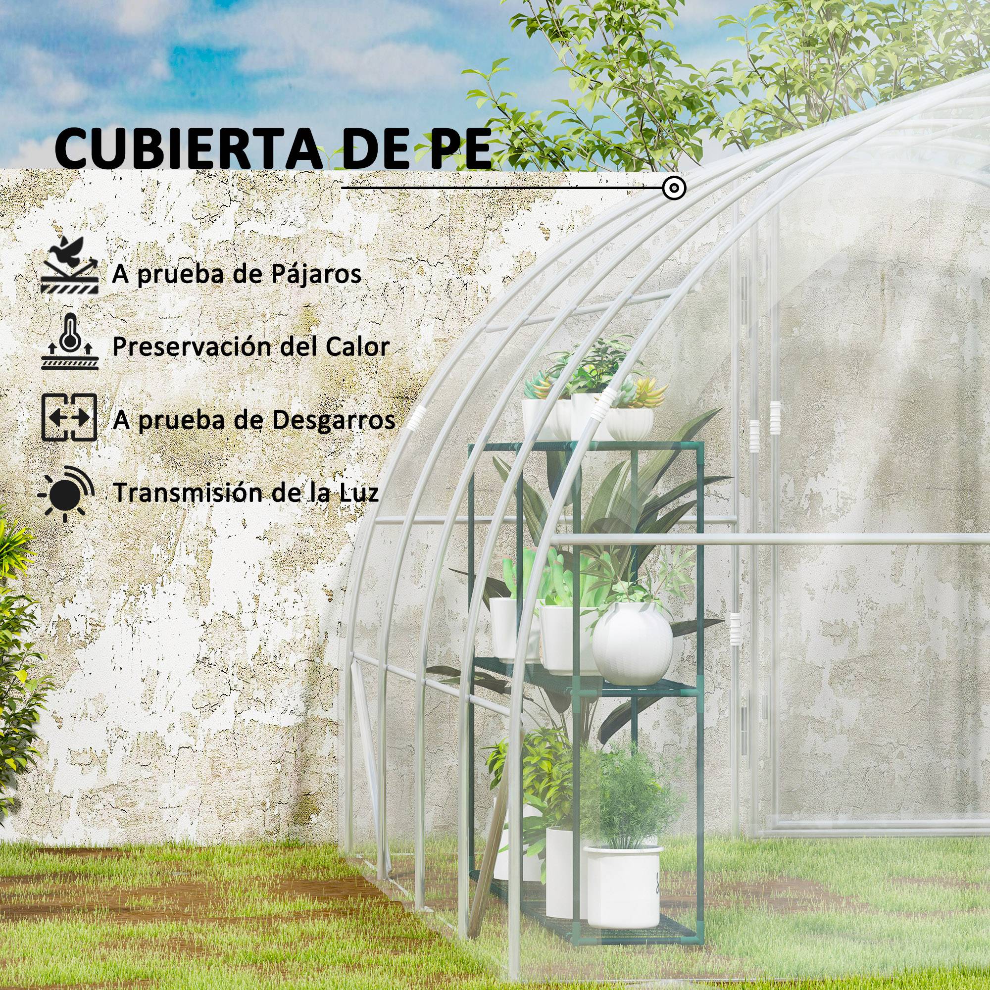 ComfortXL - Serre Tunnel de Culture 12m² Acier avec 2 Portes Battantes et Toit Arqué 4x3x2 m - ComfortXL Outdoor Living - Image 6