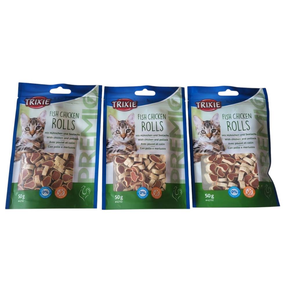 Trixie - Friandise rouleaux poulet et colin 50 gr (lot3) pour chat - Image 1