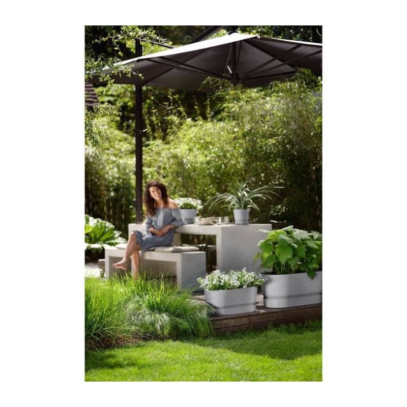 Elho - Planteur Ovale Greenville - Plastique - Avec Roulettes - ø60 - Living Ciment - Imagen 5