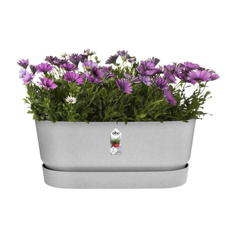 Elho - Planteur Ovale Greenville - Plastique - Avec Roulettes - ø60 - Living Ciment - Imagen 3