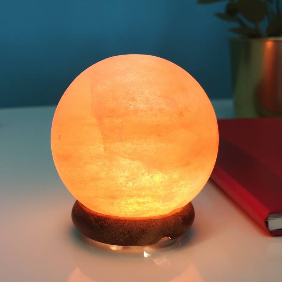 Zen Light - Lampe USB en Sel d'Himalaya Sphère - Matériau 100% Authentique et Naturel -Sculptée à la Main–Câble USB Fourni - Zen'Light