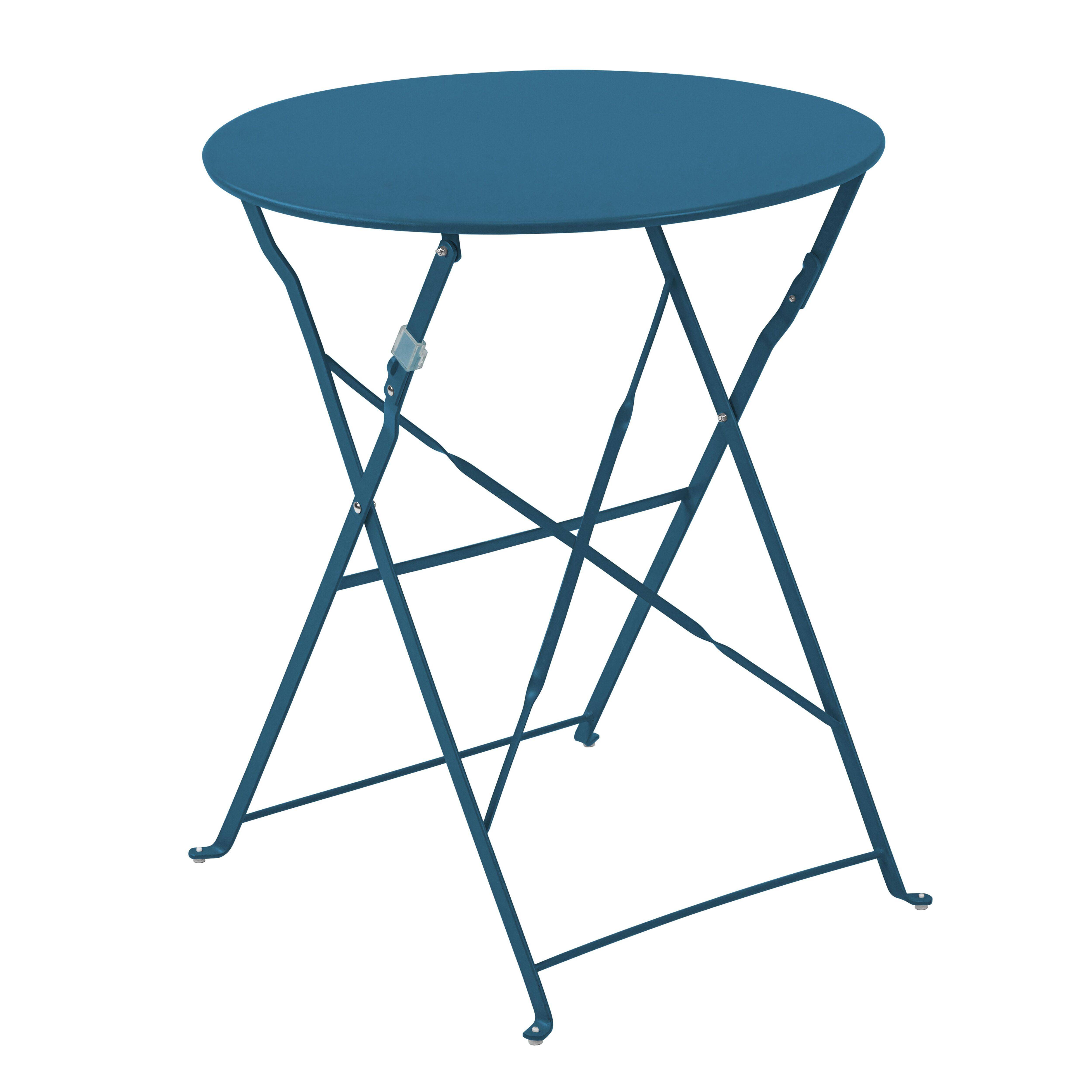 Oviala - Table de terrasse ronde pliante et 2 chaises pliantes bleu pacific Annecy - Oviala - Imagen 2