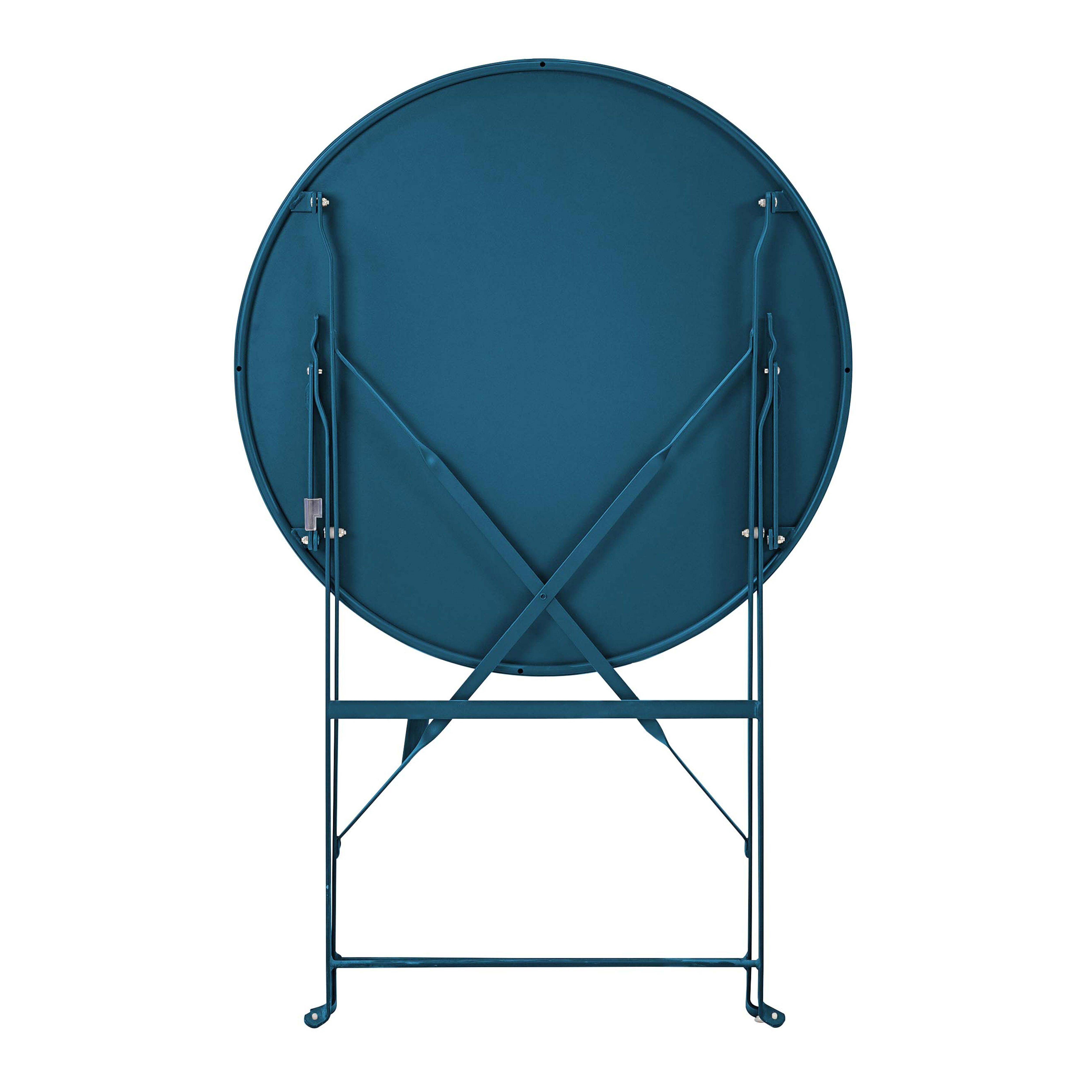 Oviala - Table de terrasse ronde pliante et 2 chaises pliantes bleu pacific Annecy - Oviala - Imagen 3