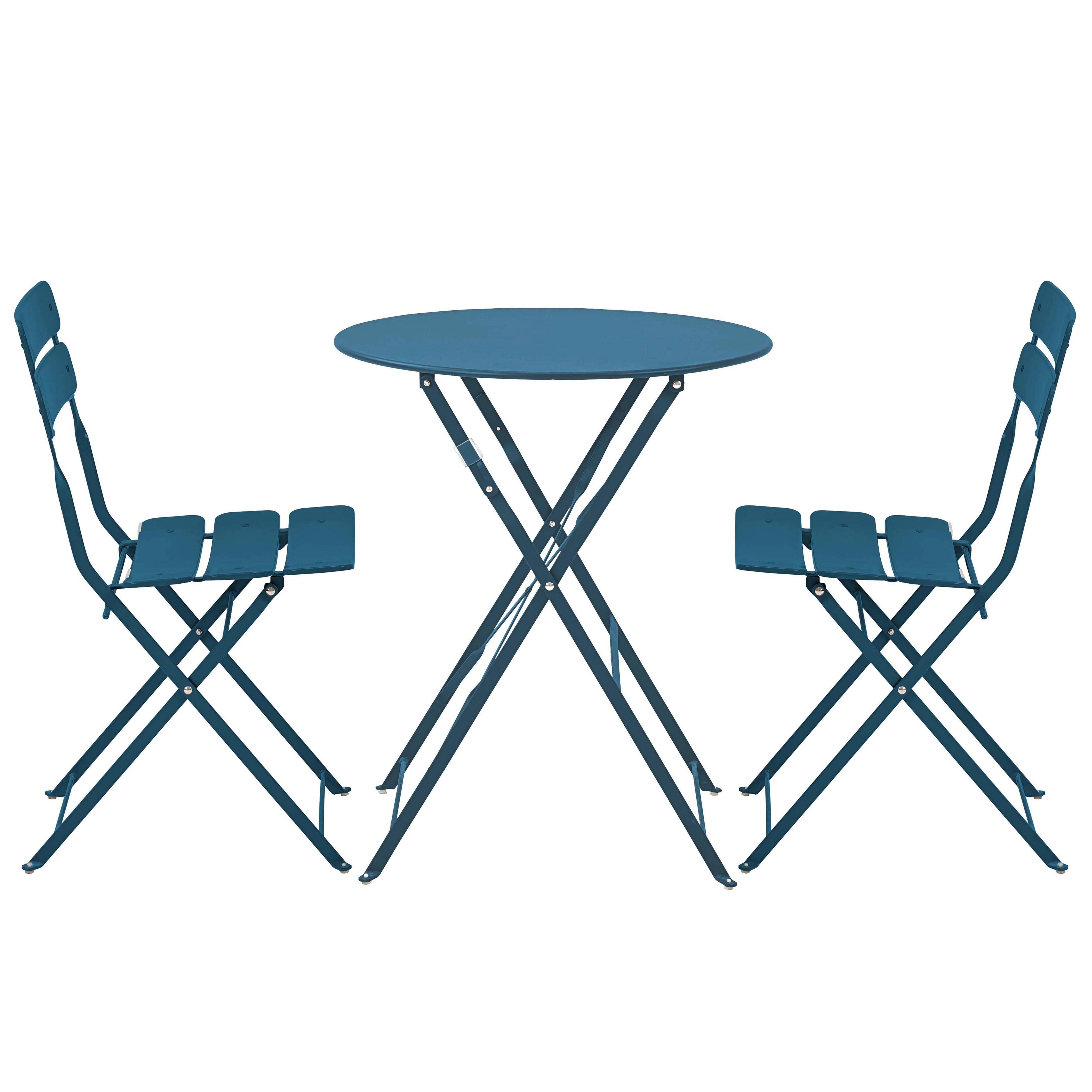 Oviala - Table de terrasse ronde pliante et 2 chaises pliantes bleu pacific Annecy - Oviala - Imagen 1